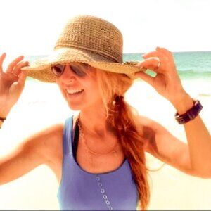 San Diego Hat Company Wide Brimmed Floppy Woven Hat Metallic Coastal Grandmother